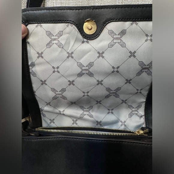 Aimee Kestenberg black leather purse with leopard print trim and stud details - Picture 9 of 16